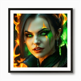 Witch In Flames Art Print