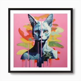 Cats dream in pink. Art Print