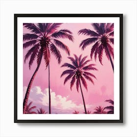 Trio Of Palms Pink Art Print 1 Art Print