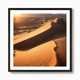 Sahara Desert At Sunset paintings art print Art Print