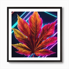 Neon Leaf Art Print