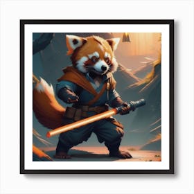 Red Panda wielding a beam saber Art Print