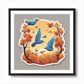 Birds In The Autumn 1 Art Print
