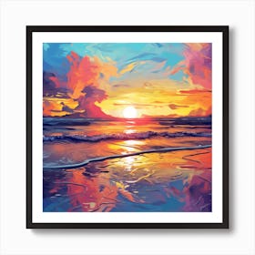 Sunset On The Beach 16 Art Print