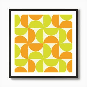 Mid Century Orange and Yellow Half Circles Art Print