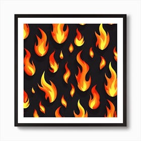 Flames On Black Background 46 Art Print