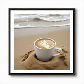 Coffee Cup On The Beach 10 Art Print