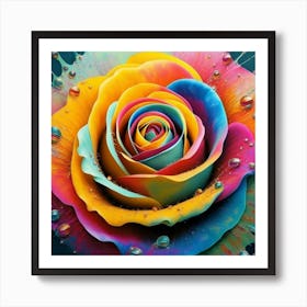 Abstract painting of a magical organic rose 10 Art Print
