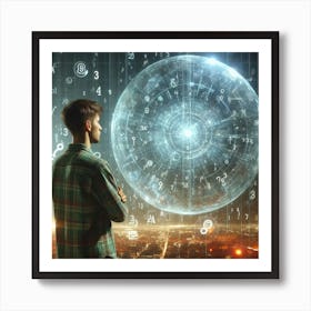 Futuristic Man Looking At A City Art Print