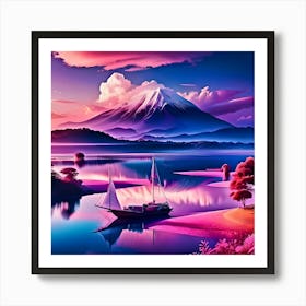 Evening on the lake Art Print