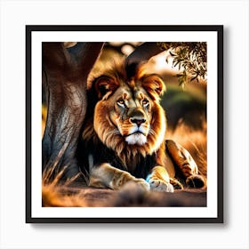 Lion Under A Tree 1 Art Print