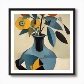 Flowers In A Blue Vase Art Print