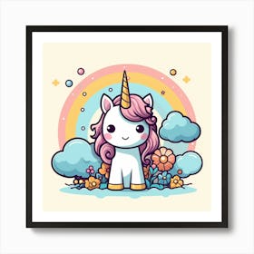 Unicorn Kawaii 4 Art Print