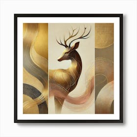 Gold Deer Art Print