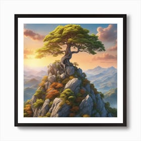 Lone Tree On Top Of Mountain 59 Art Print