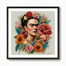 Frida Floral Canvas Print cxc Art Print