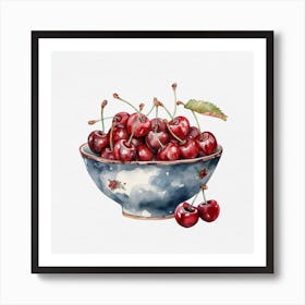 Cherries in porcelain vintage bowl Art Print