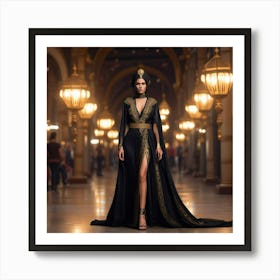 Egyptian Woman In Black Gown Art Print