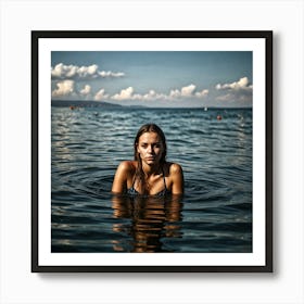 Young Woman In The Sea Art Print