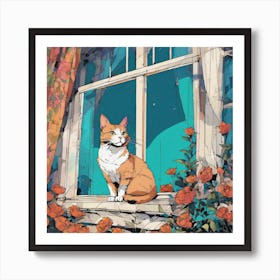 Cat In The Window 5 Art Print