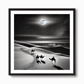 Camels In The Desert 7 Art Print