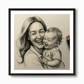 Portrait Of A Mother And Baby 1 Art Print