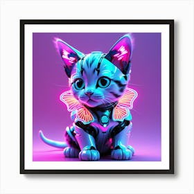 Neon Cat Art Print