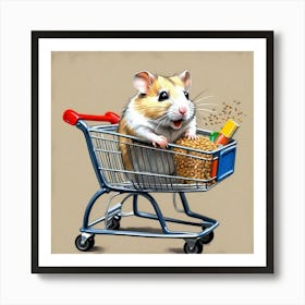 Hamster In Shopping Cart Art Print