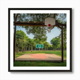 Basketball Court In The Park Art Print