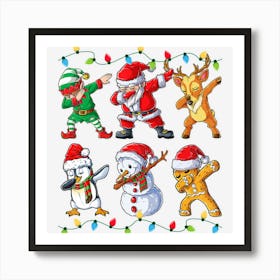 Dabbing Santa Elf Friends Christmas Boys Girls Men Xmas Dab Art Print