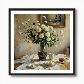 Table With Flowers Art Print