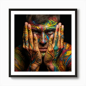 Man With Colorful Body Paint 88 Art Print