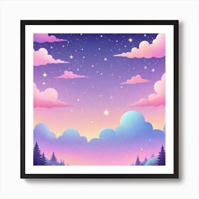 Sky With Twinkling Stars In Pastel Colors Square Composition 141 Art Print