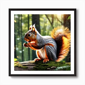 Squirrel In The Forest 338 Art Print