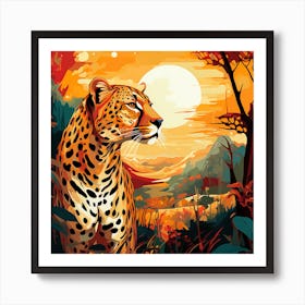 Leopard In The Sunset Art Print