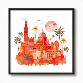 Watercolor Arabic City 1 Art Print