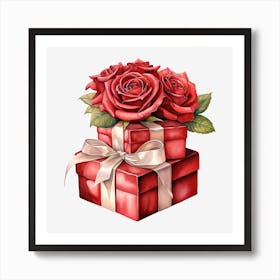 Red Roses In A Gift Box 5 Art Print