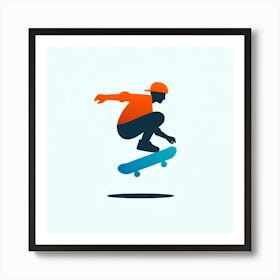 Skateboarder In The Air Art Print