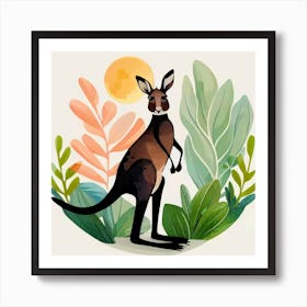 Kangaroo Green Haven Watercolor Art Print