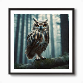 Owl In The Forest 58 Art Print