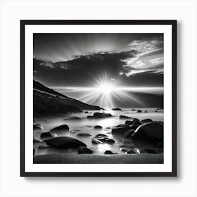 Sunrise Over Rocks Art Print