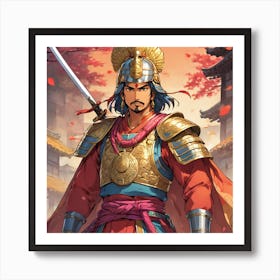 Rajput Warrior as a Samurai Art Print