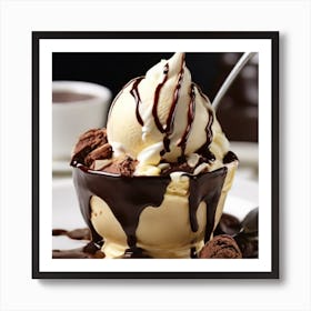 Ice Cream With Chocolate Sauce Art Print