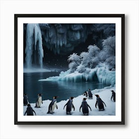 Penguins In The Snow Art Print