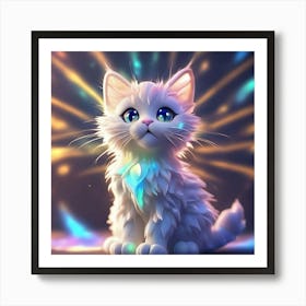 Cute White Cat Art Print