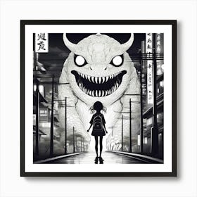 Black and White Monster Art Print