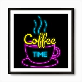 Neon Coffee Time Art Print