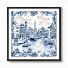 New York Usa Delft Tile Illustration 3 Art Print