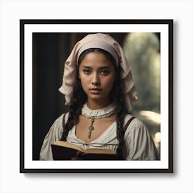 beautiful maid barique renaissance swamp nun girl holding a book #4 Art Print