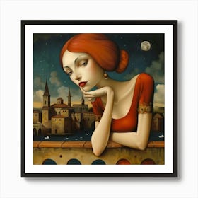 Girl In Red Art Print